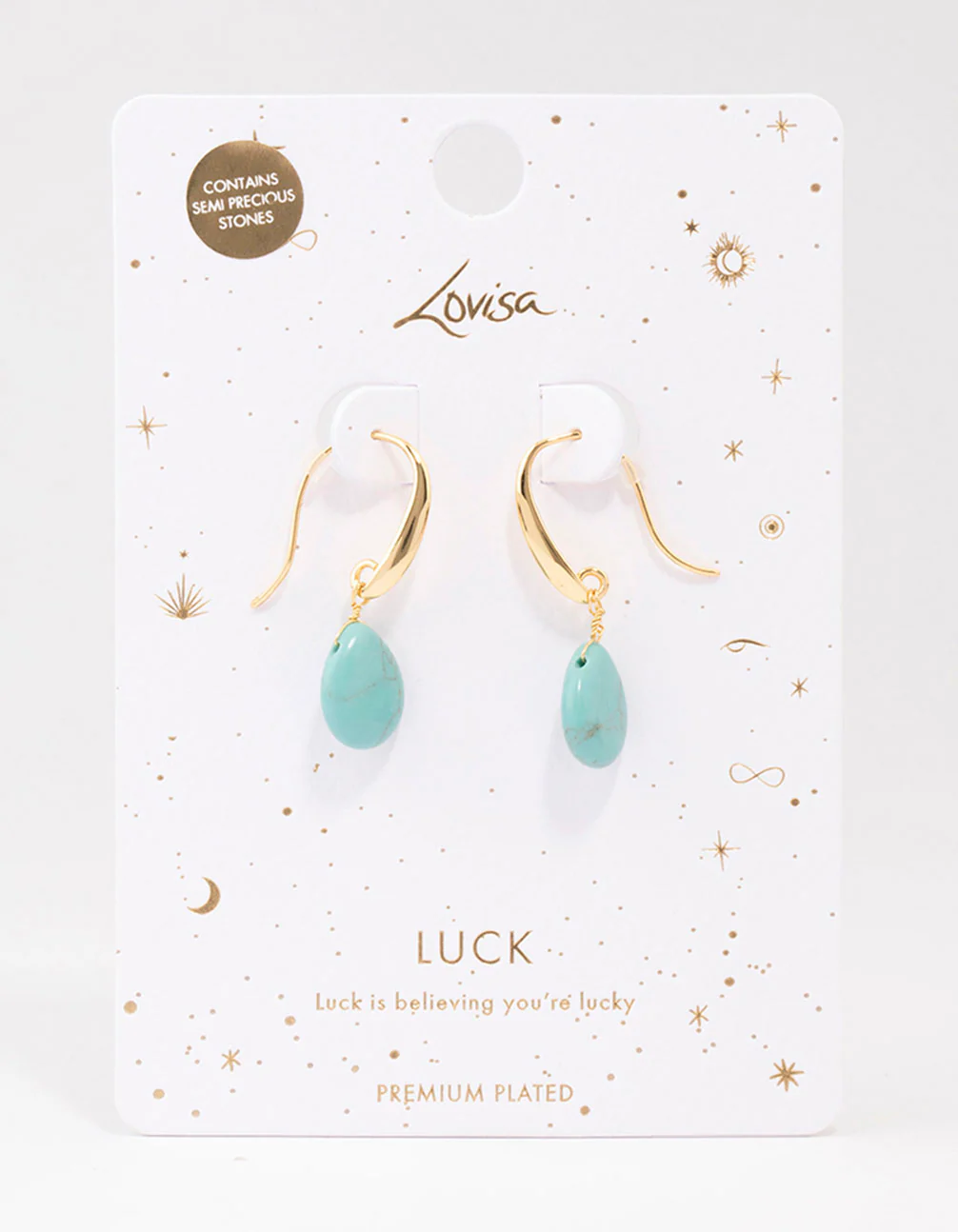 Gold Plated Turqouise Drop Earrings - Image 2