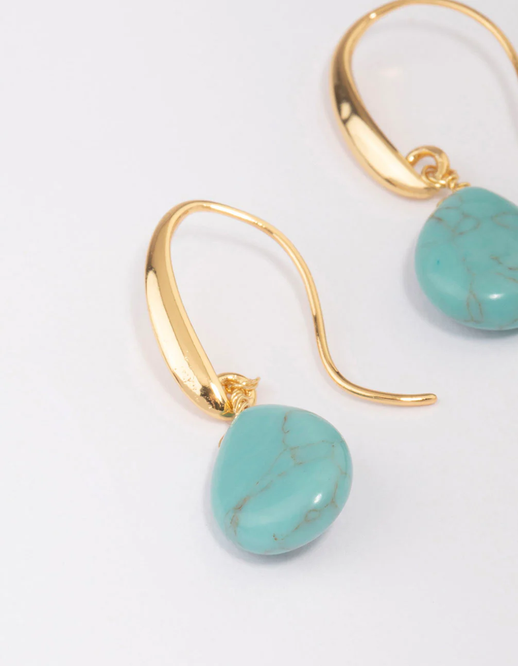Gold Plated Turqouise Drop Earrings - Image 3