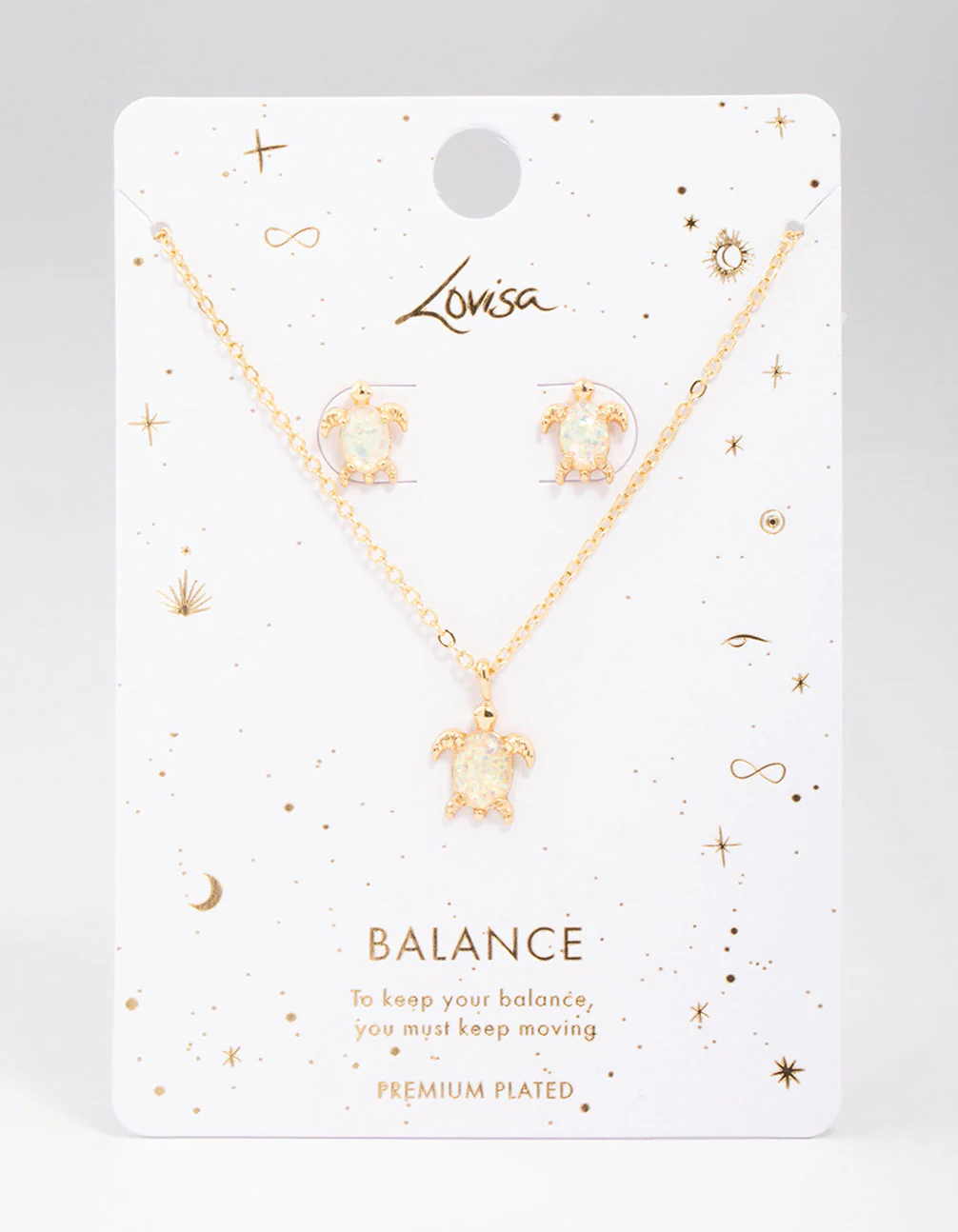 Gold Plated Turtle Semi-Precious Neckalce & Earring Jewellery Set - Image 2