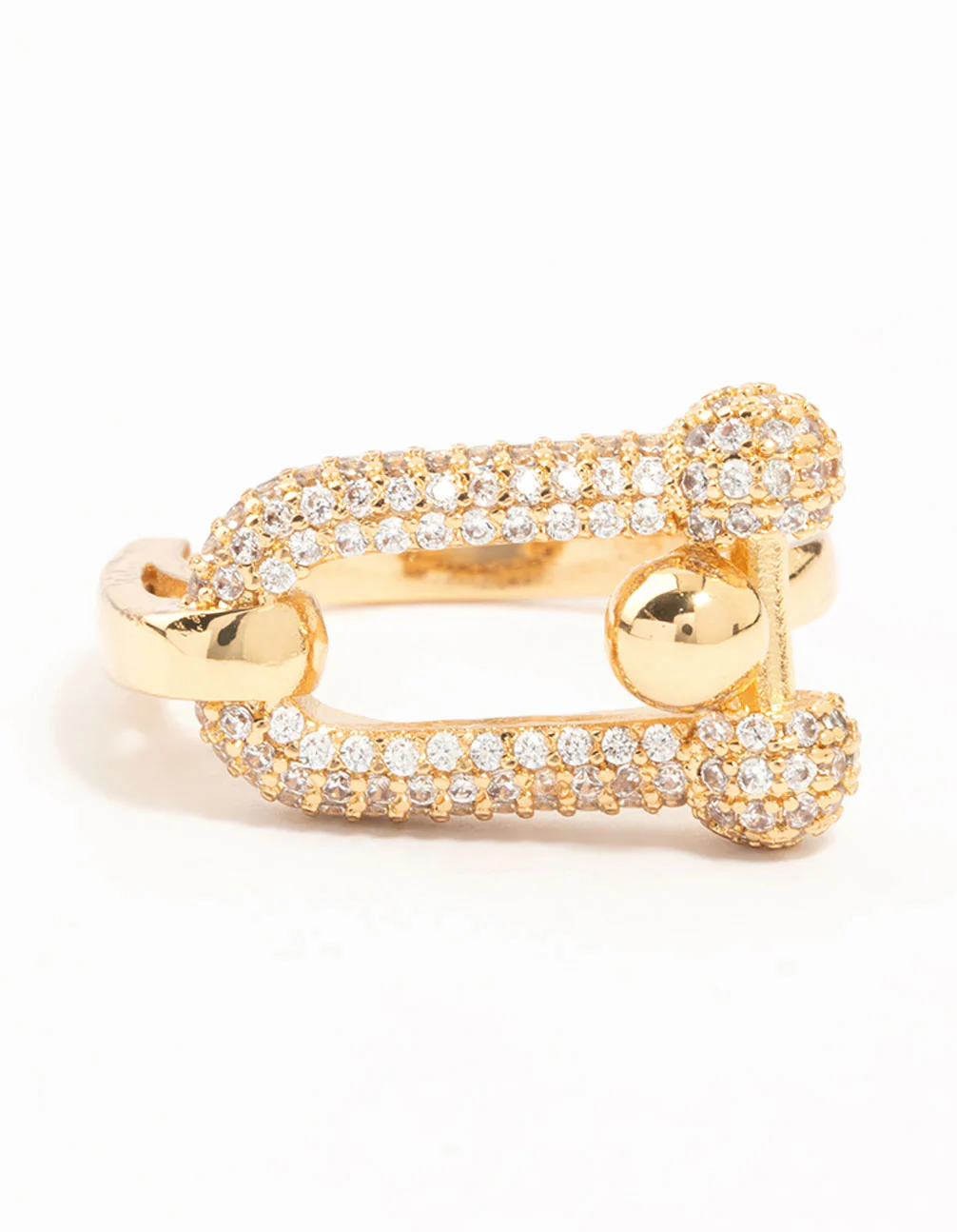 Gold Plated U Link Cubic Zirconia Ring - Image 2