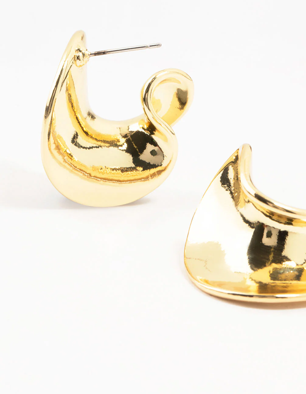 Gold Plated Wave Stud Earrings - Image 2