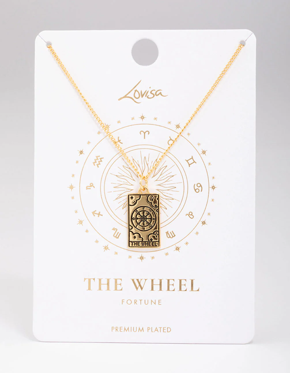 Gold Plated Wheel Tarot Card Pendant Necklace - Image 2