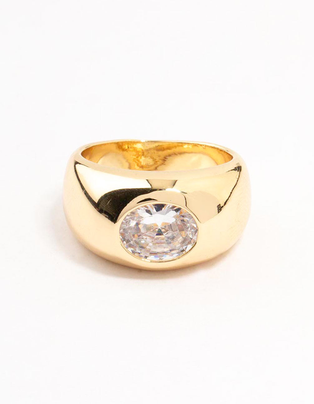 Gold Plated Wide Band Cubic Zirconia Ring - Image 3