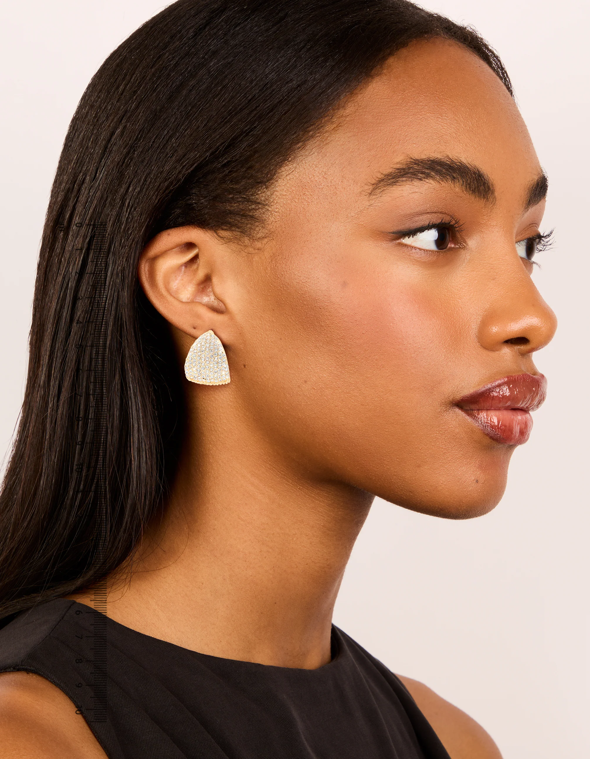 Gold Plated Wide Diamante Cluster Hoop Earrings - Image 2
