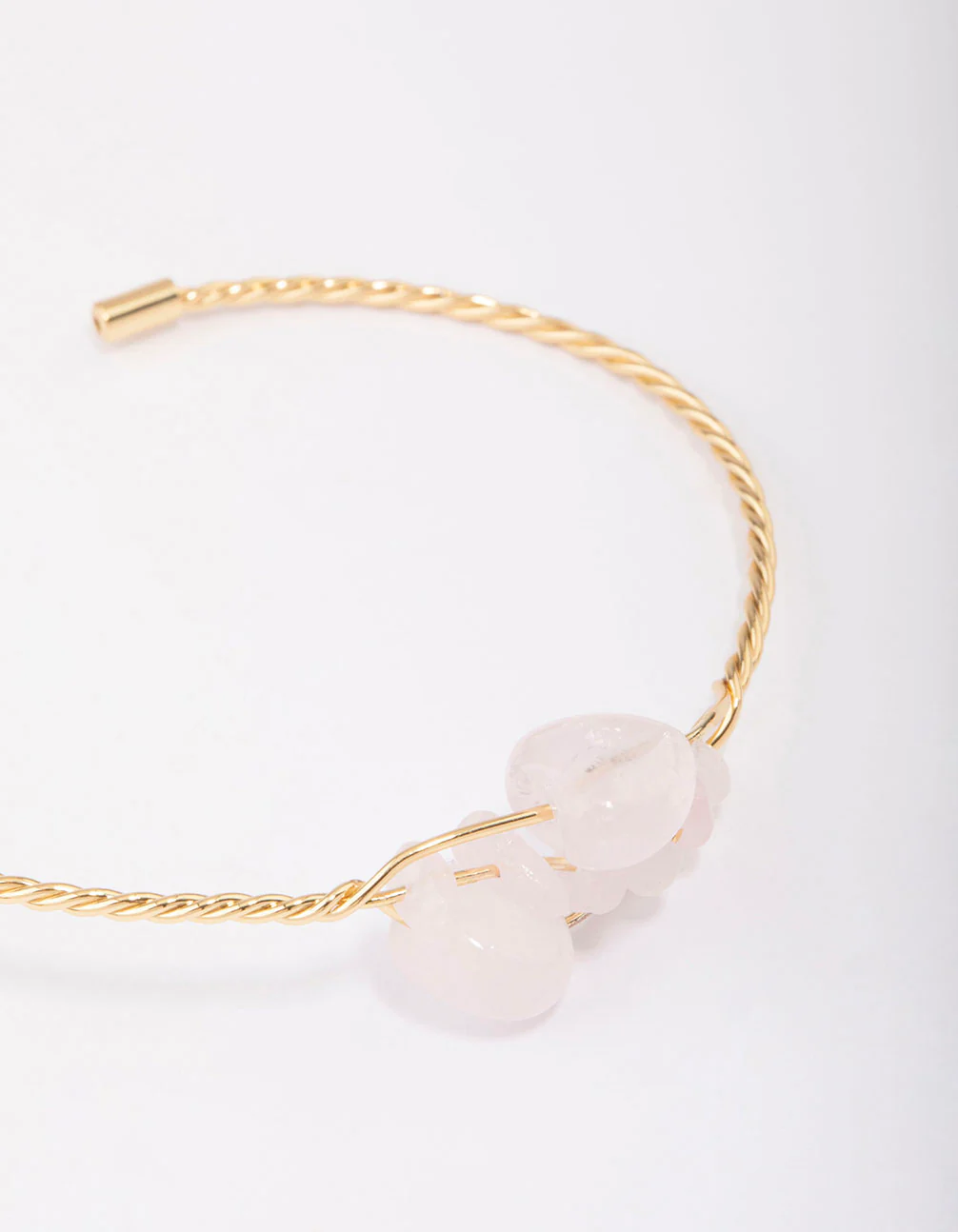 Gold Plated Wrapped Rose Quartz Wrist Cuff - Image 3