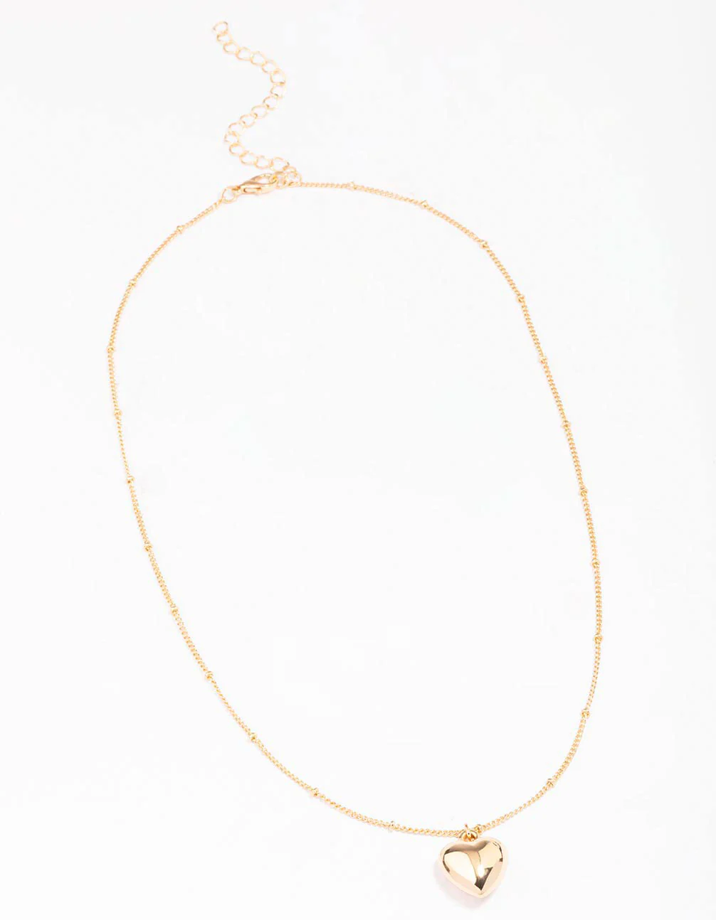Gold Puffy Heart Ball Chain Pendant Necklace - Image 4