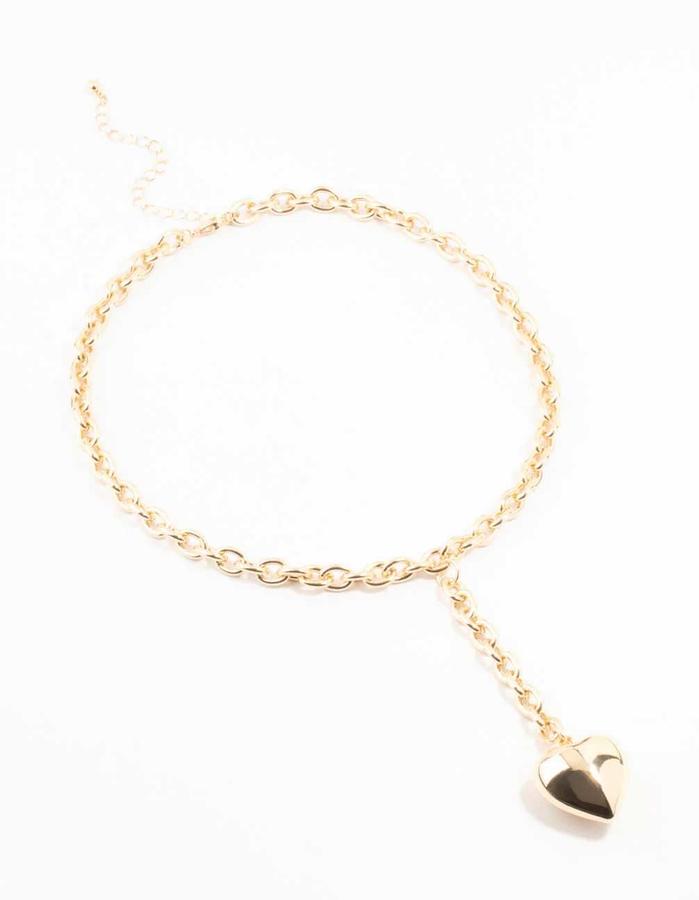 Gold Puffy Heart Y-Necklace - Image 2