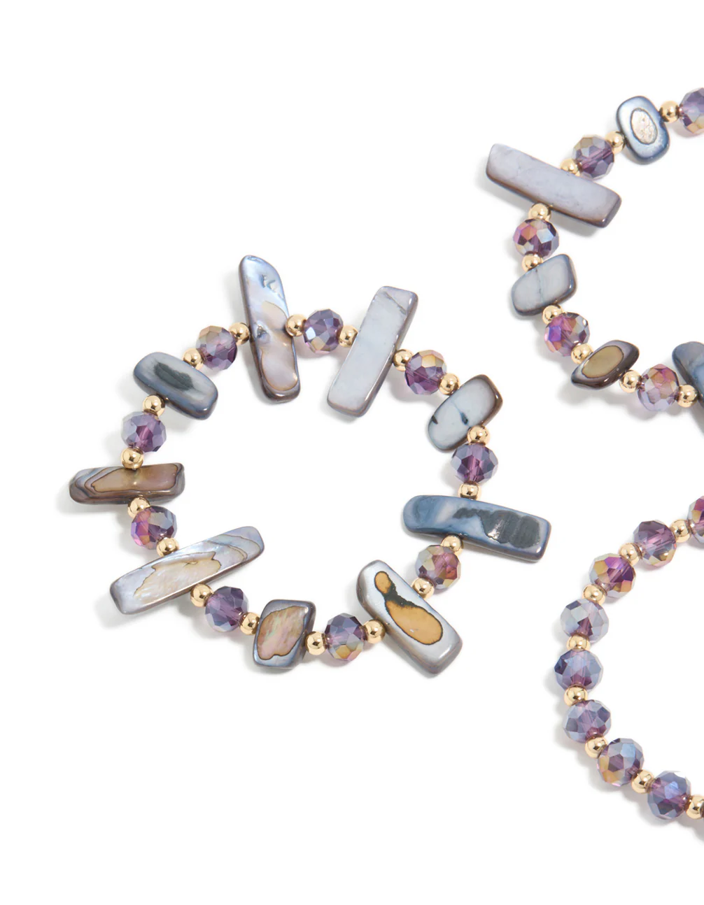 Gold Purple & Blue Beaded Stretch Bracelets 3-Pack - Image 4