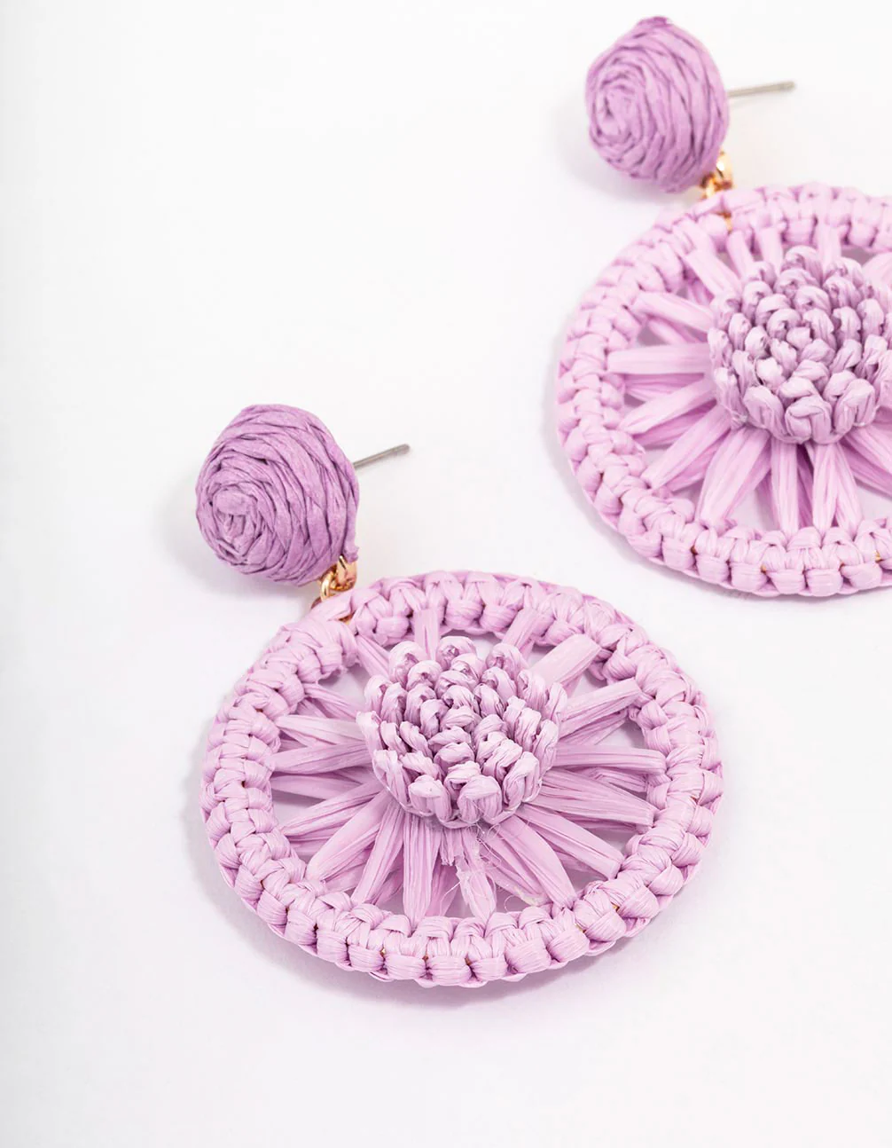 Gold & Purple Wrapped Wheel Drop Earrings - Image 2