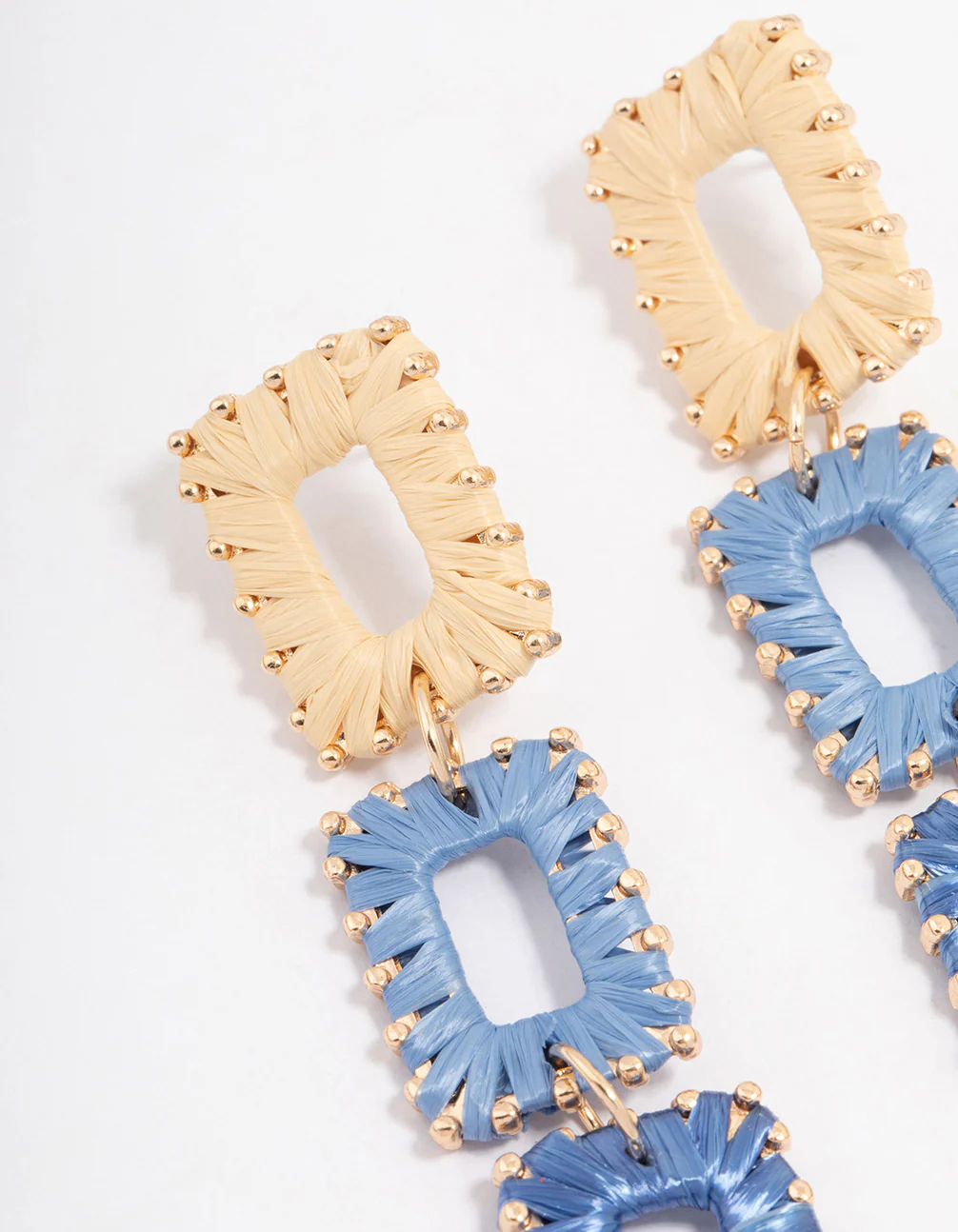 Gold Rectangular Drop Earrings - Image 2