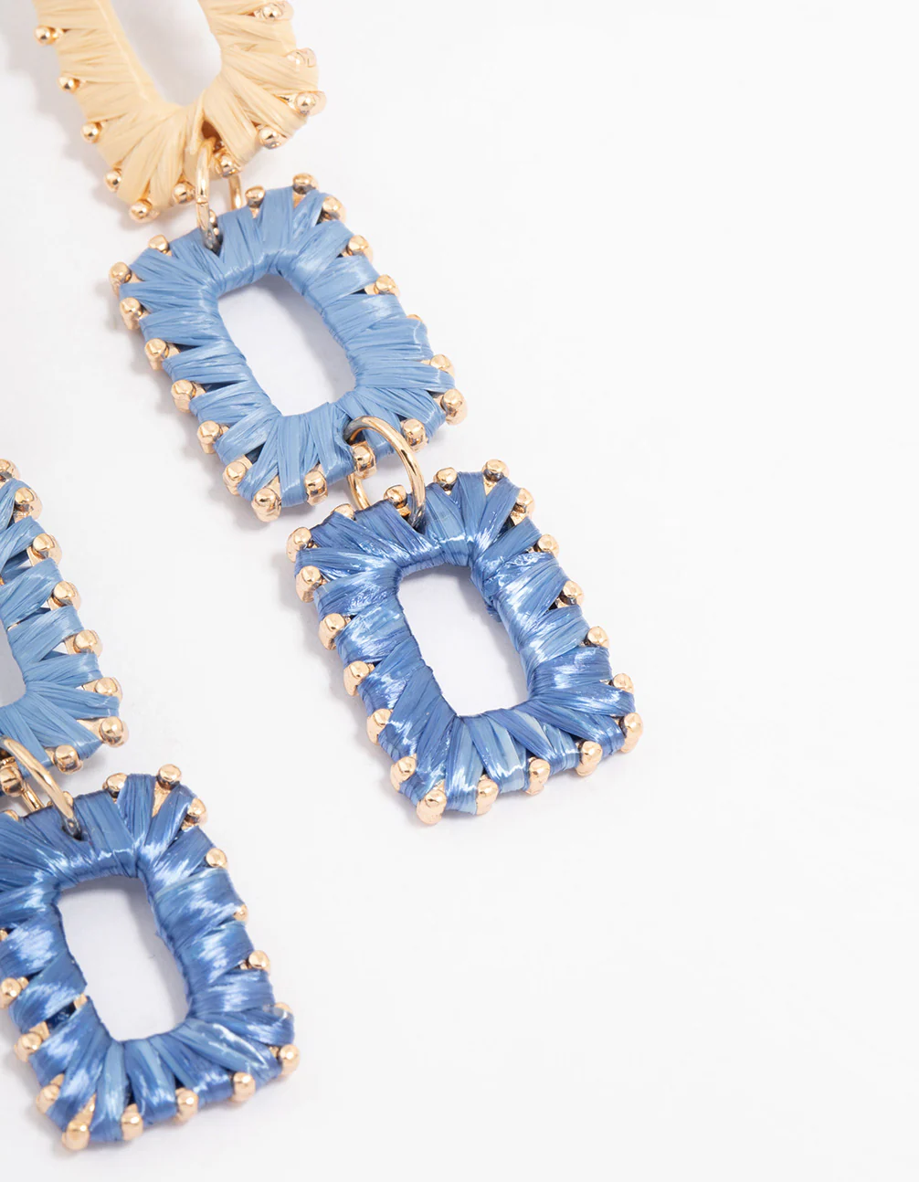Gold Rectangular Drop Earrings - Image 3