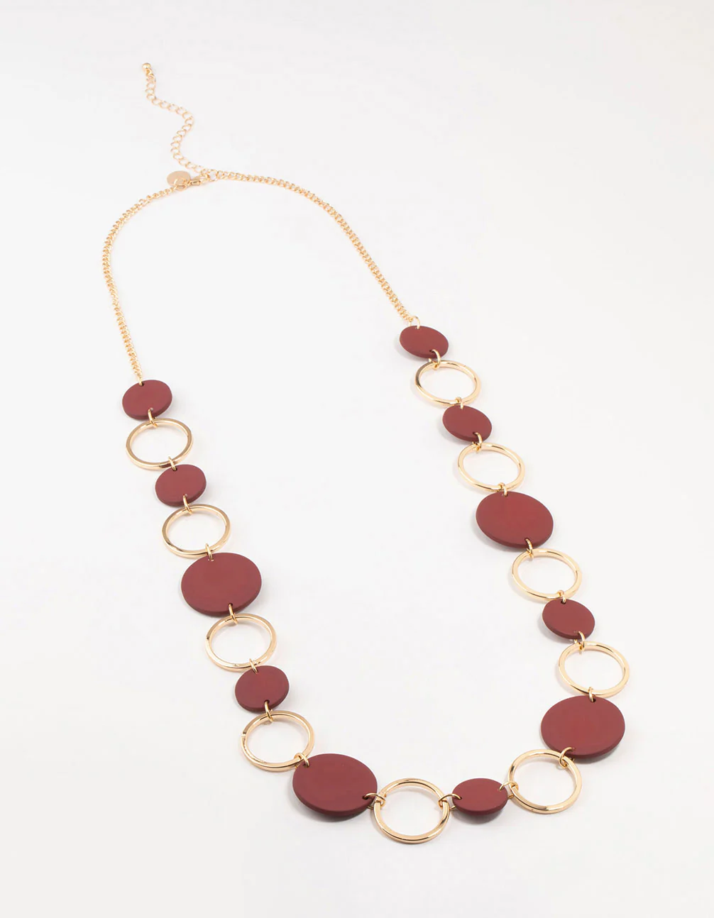 Gold & Red Matte Disc Necklace - Image 2