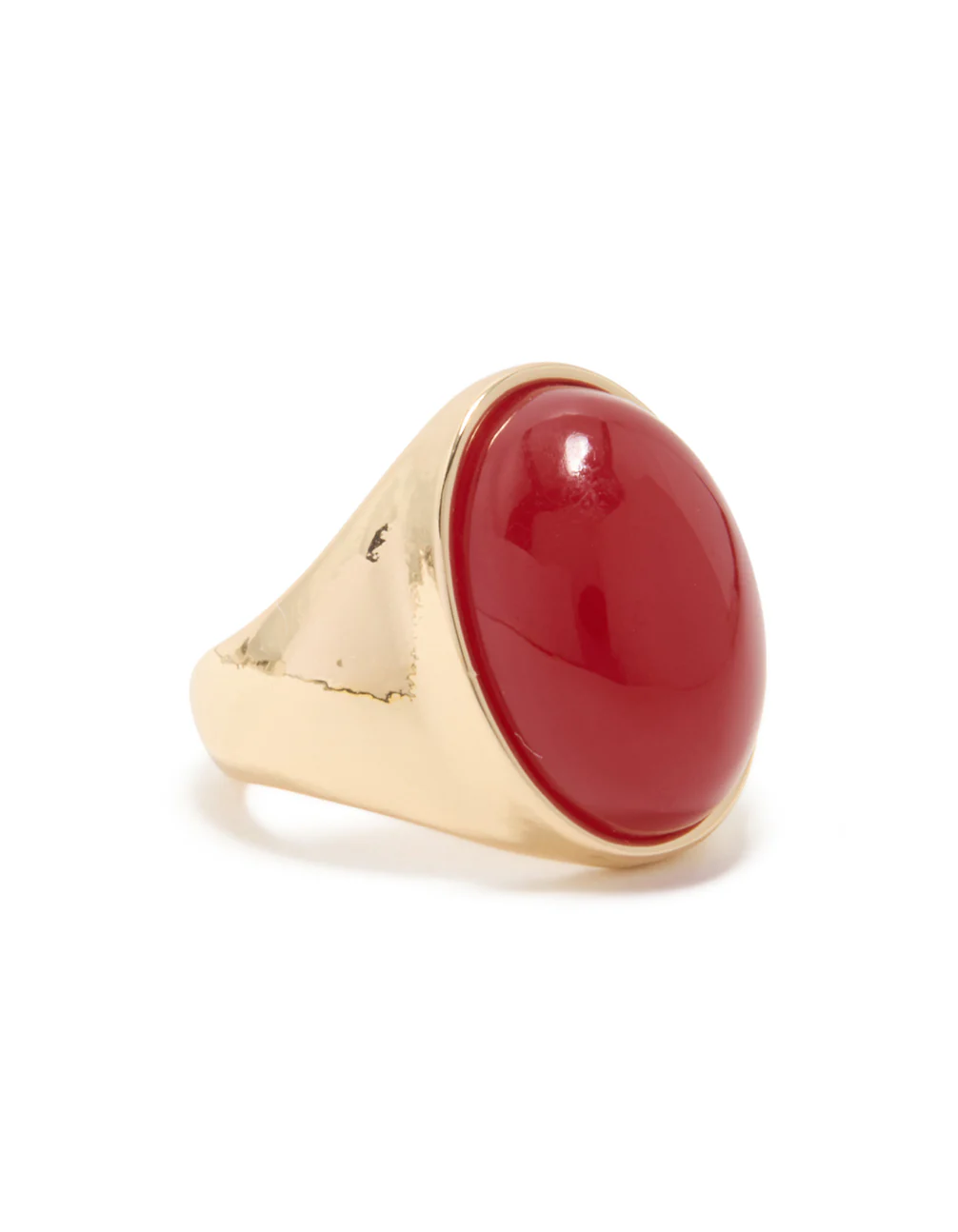 Gold Red Oval Stone Orb Statement Ring - Image 2