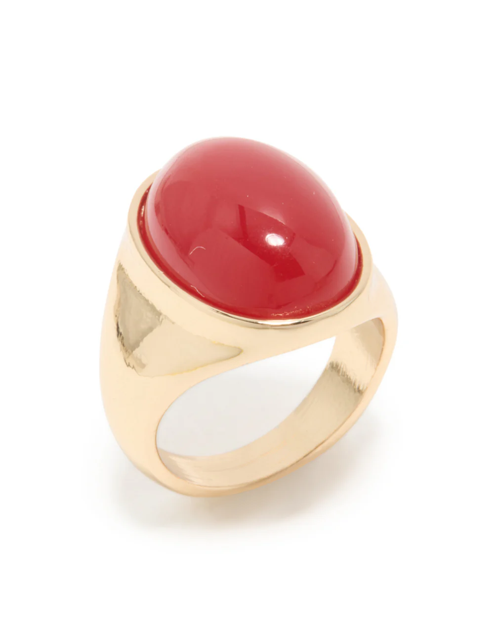 Gold Red Oval Stone Orb Statement Ring - Image 4