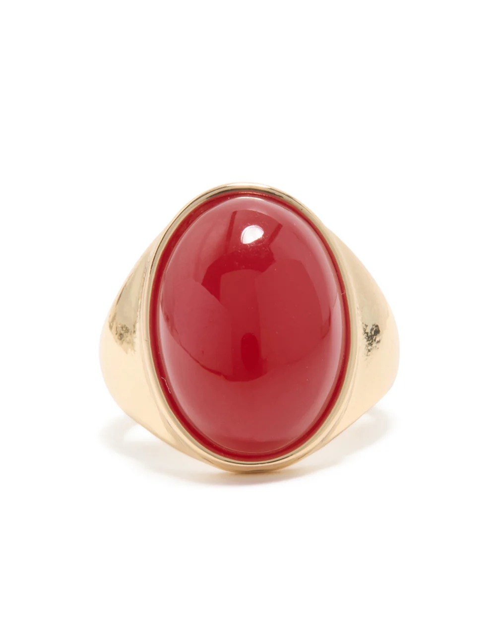 Gold Red Oval Stone Orb Statement Ring - Image 5