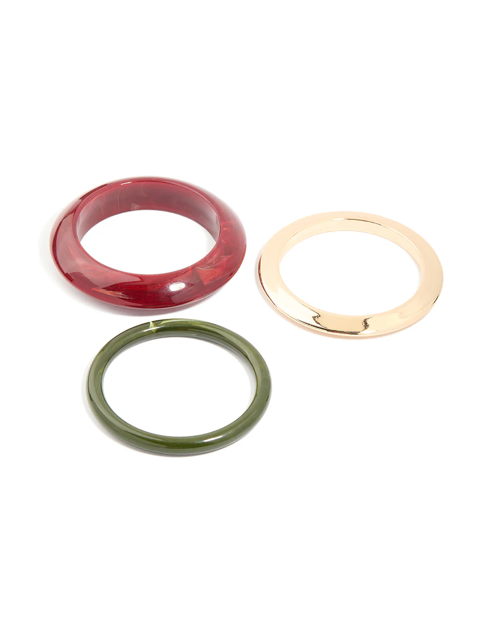 Gold & Red Painted Resin Bangles 3-Pack