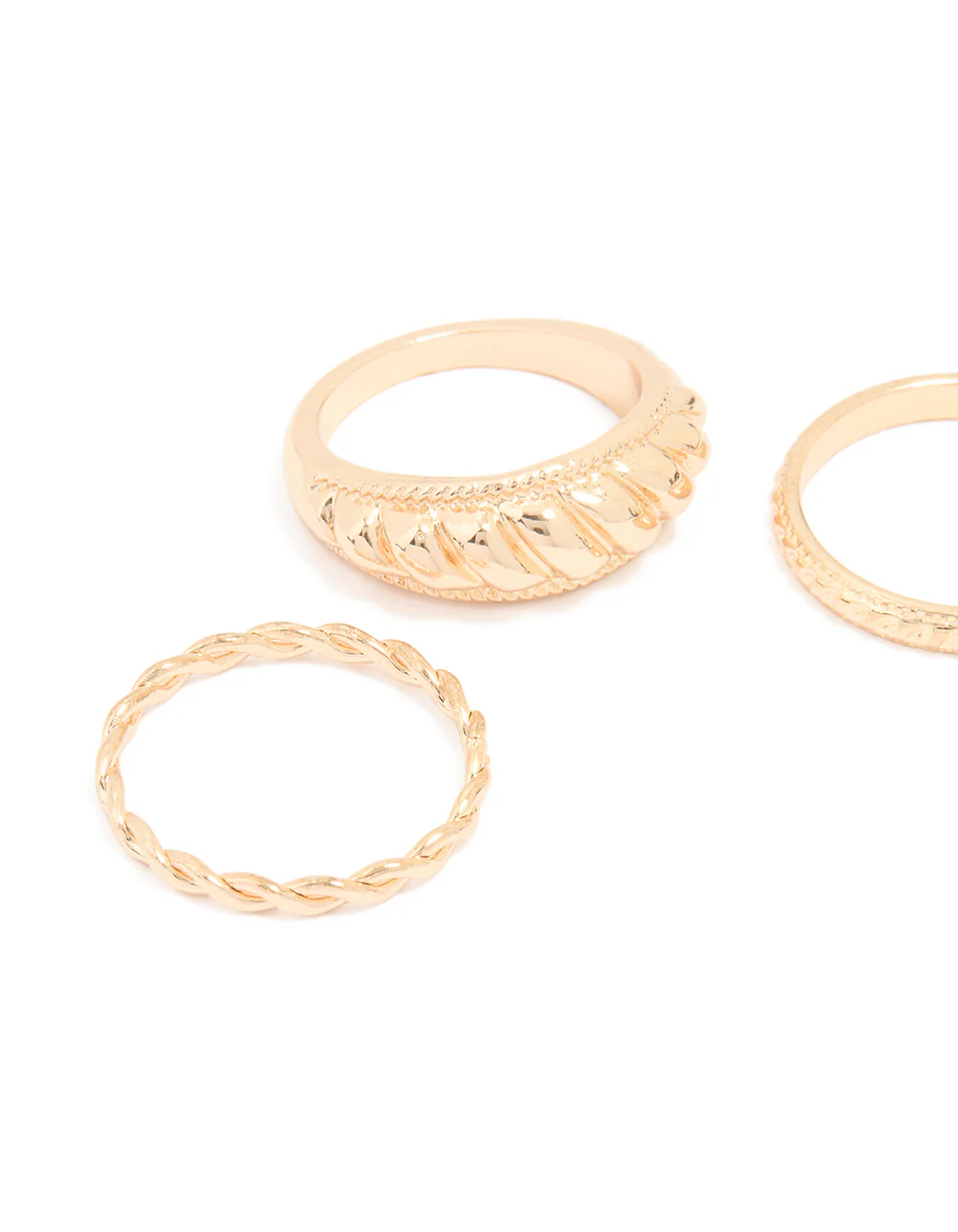 Gold Ribbed & Twisted Rings 3-Pack - Image 2