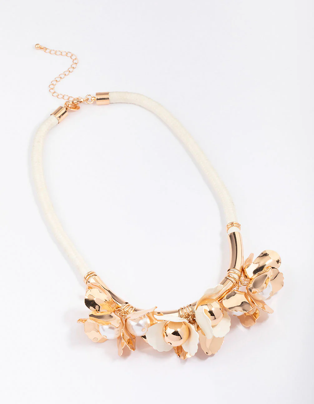 Gold Rope Floral Statement Necklace - Image 2