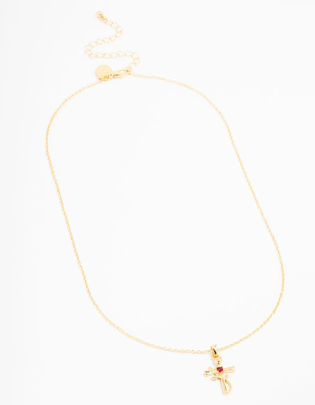Gold Plated Rose Cross Necklace - Image 2