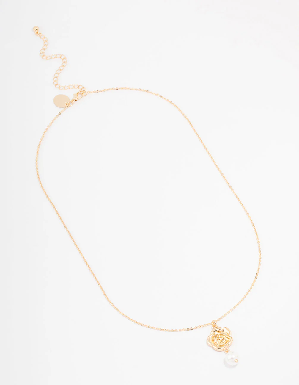 Gold Rose Pearl Pendant Necklace - Image 2