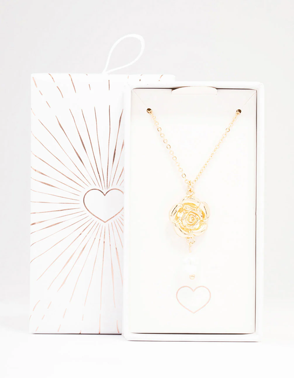 Gold Rose Pearl Pendant Necklace - Image 3