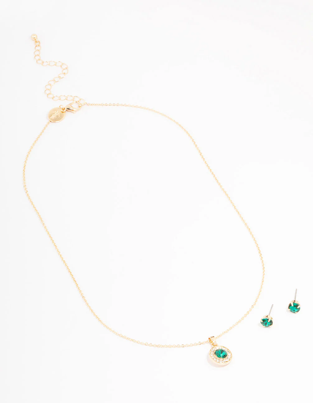 Gold Round Diamante Halo Jewellery Set - Image 3