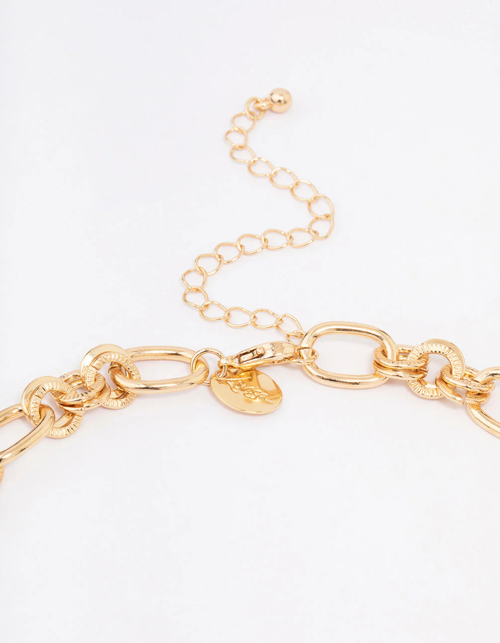 Gold Round Link Diamante Toggle Necklace - Image 3