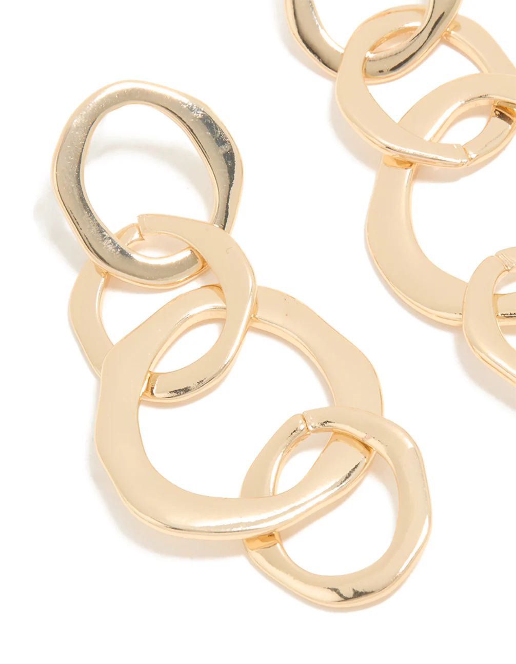 Gold Round Link Drop Earrings - Image 4