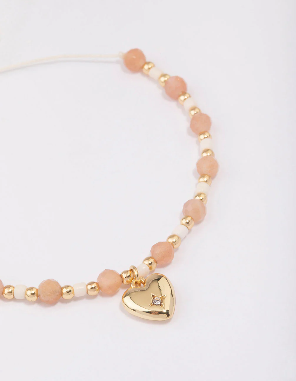 Gold Plated Semi-Precious Heart Adjustable Cord Bracelet - Image 3