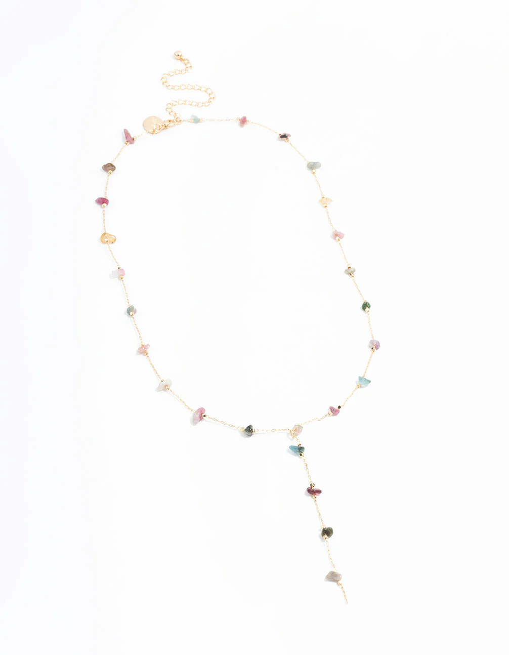Gold Semiprecious Chip Chain Y-Necklace - Image 4