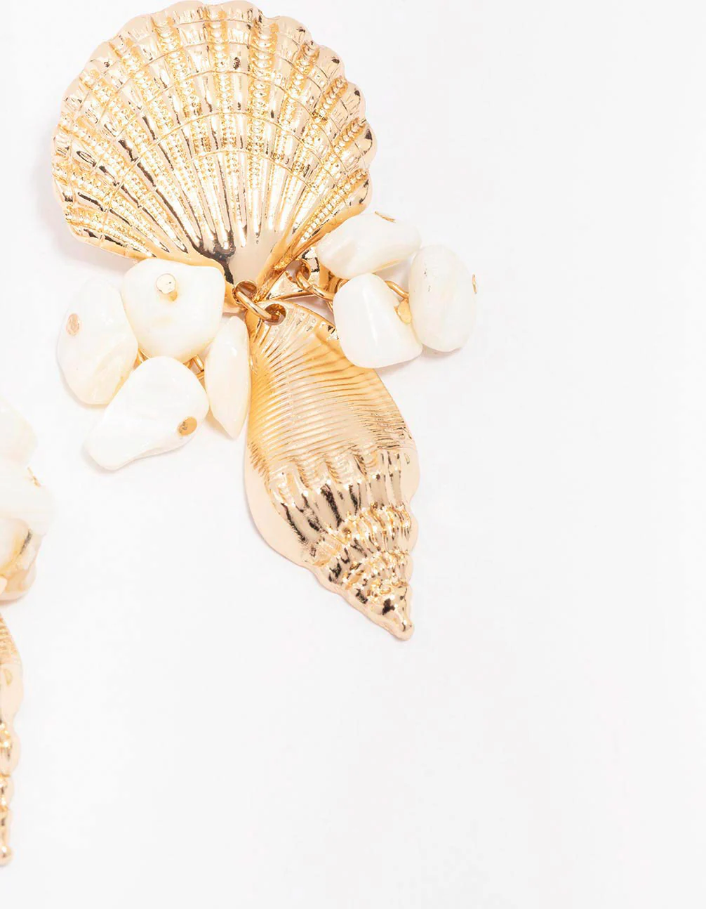 Gold Genuine Shell Stud Square Drop Earrings - Image 3