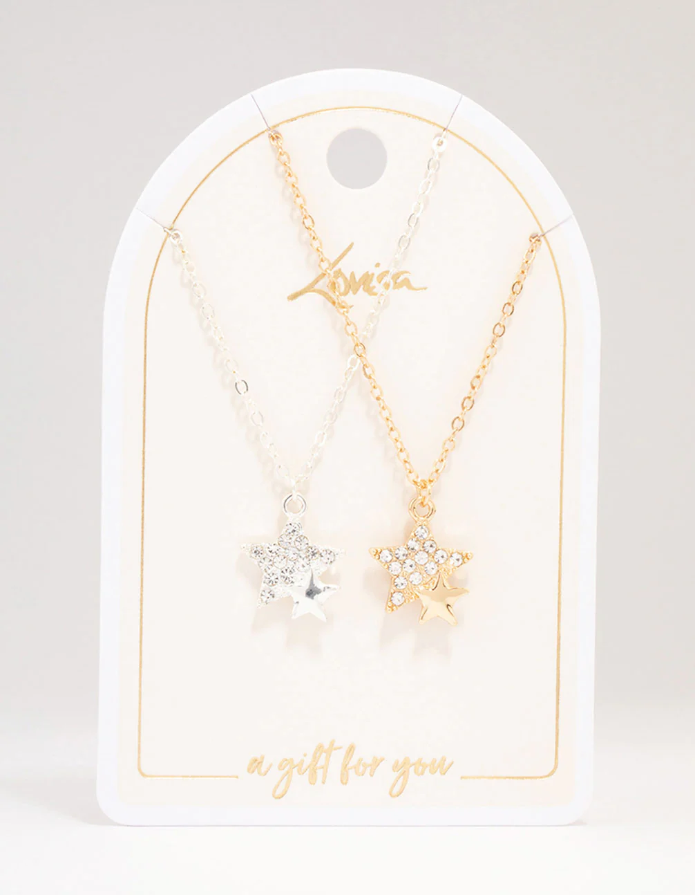 Gold & Silver Double Star Diamante Pendant Necklace Pack - Image 2