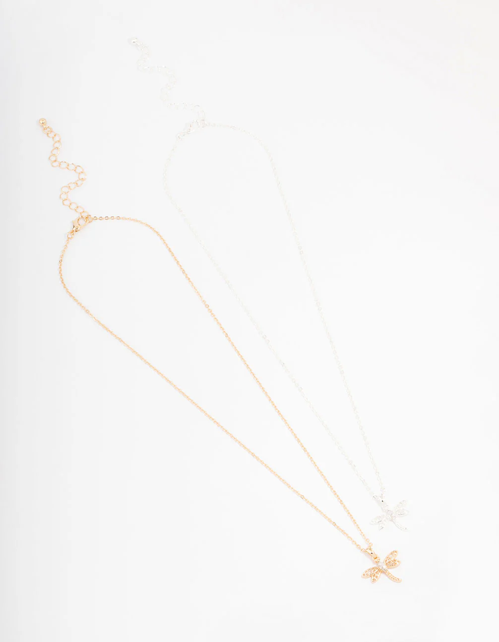 Gold & Silver Dragonfly Necklace 2-Pack - Image 2