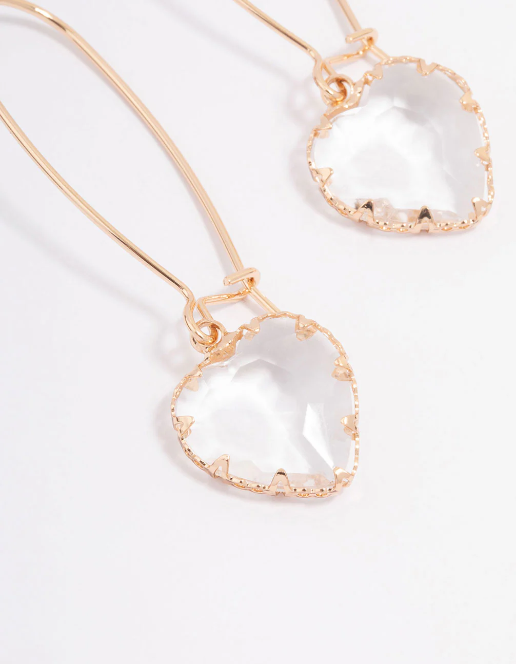 Gold Simple Diamante Drop Earrings - Image 2