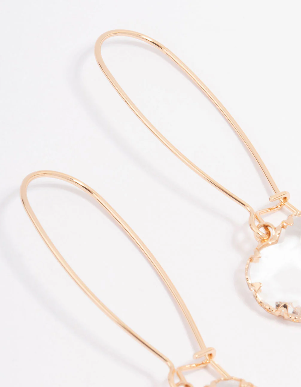 Gold Simple Diamante Drop Earrings - Image 3