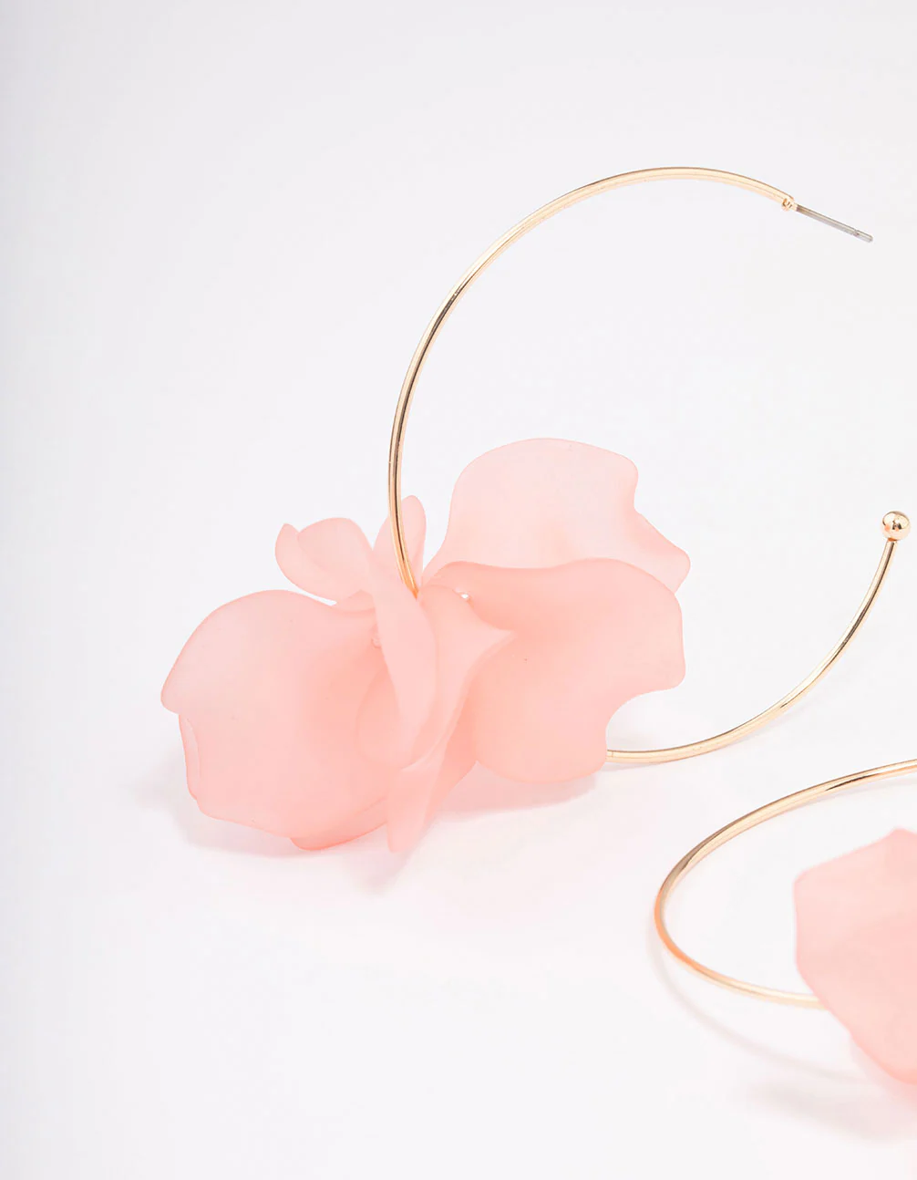 Gold Simple Flower Large Hoop Earrings - Image 2