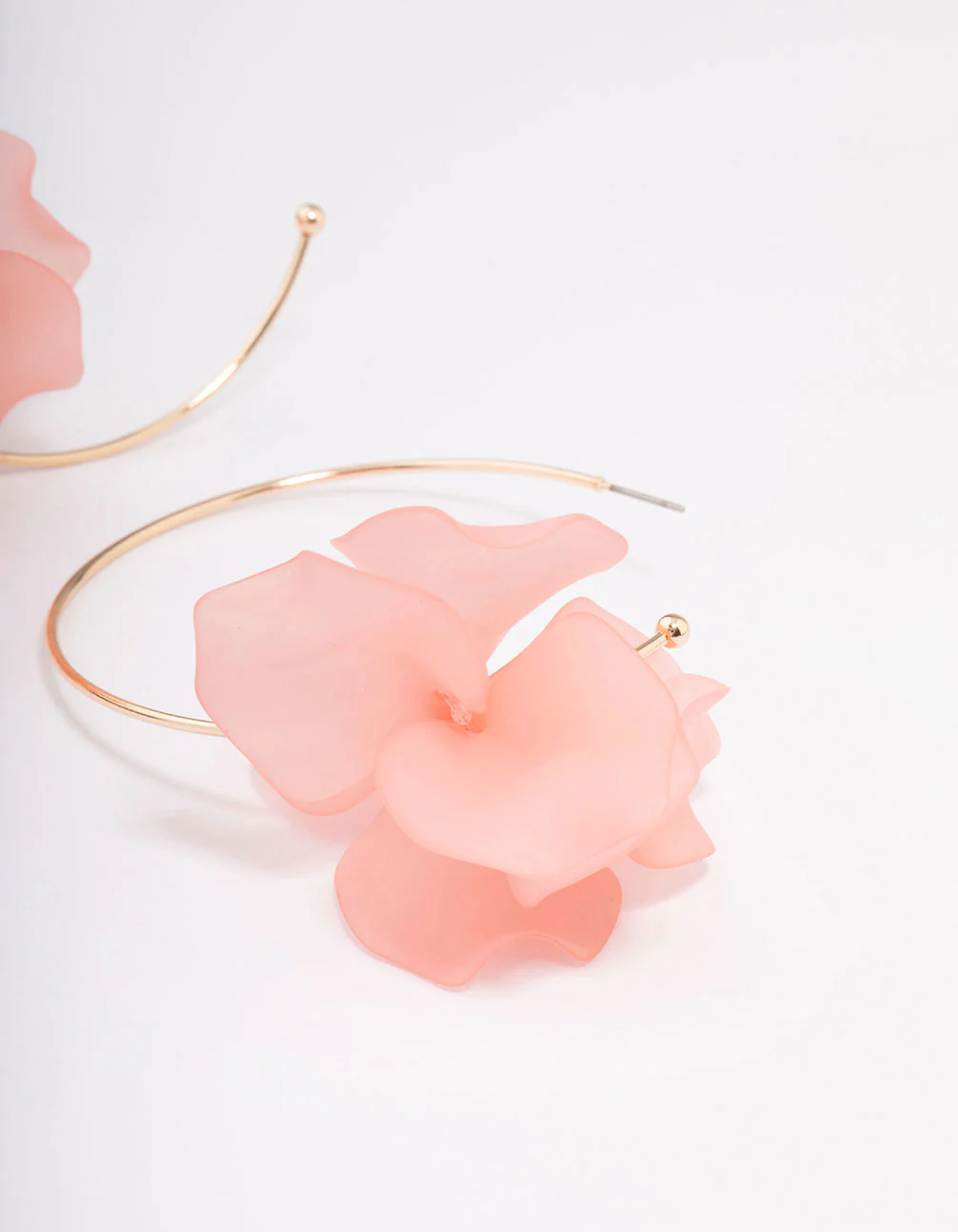 Gold Simple Flower Large Hoop Earrings - Image 3