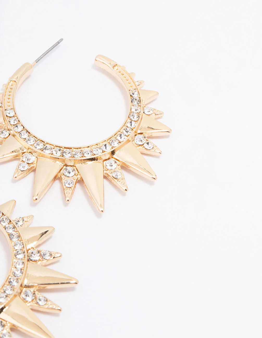Gold Small Pointed Spike Hoop Earrings - Image 3