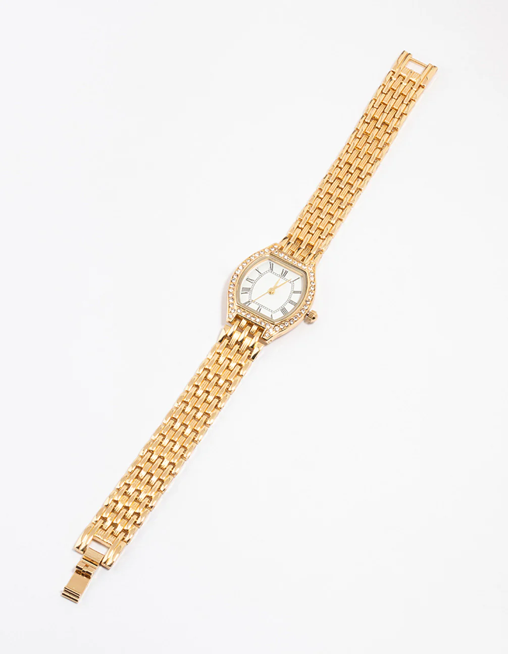 Gold Small Vintage Diamante Watch - Image 2