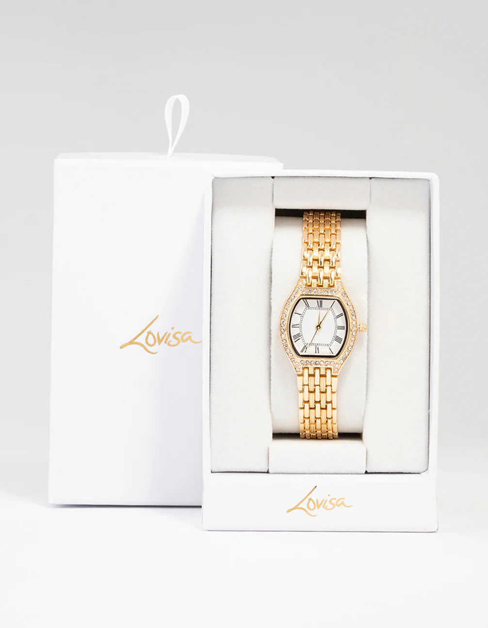 Gold Small Vintage Diamante Watch - Image 3
