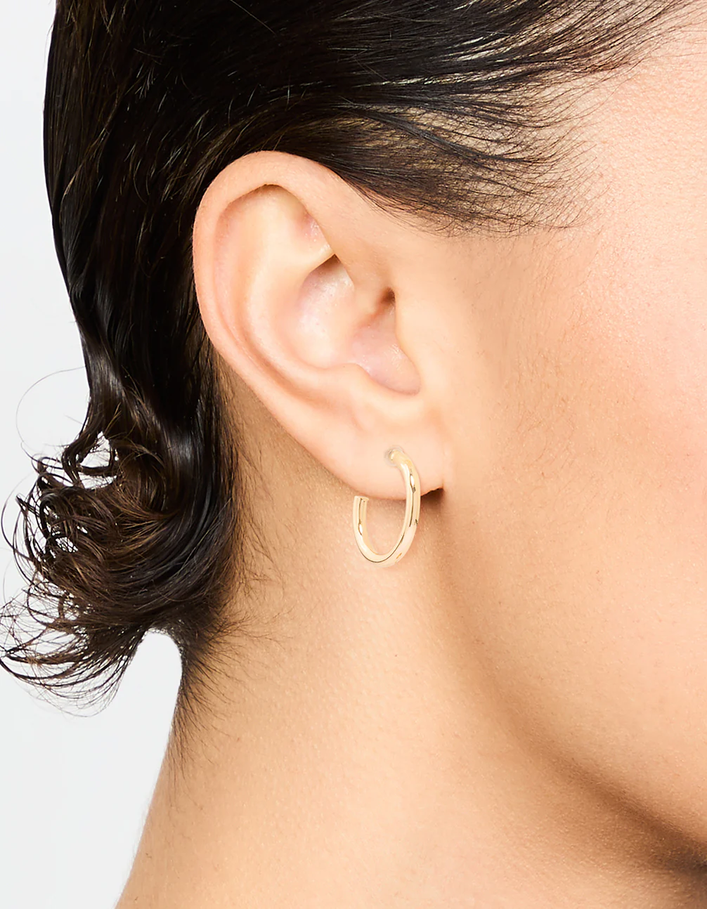 Gold Smooth Large Hoop Earrings - Image 2