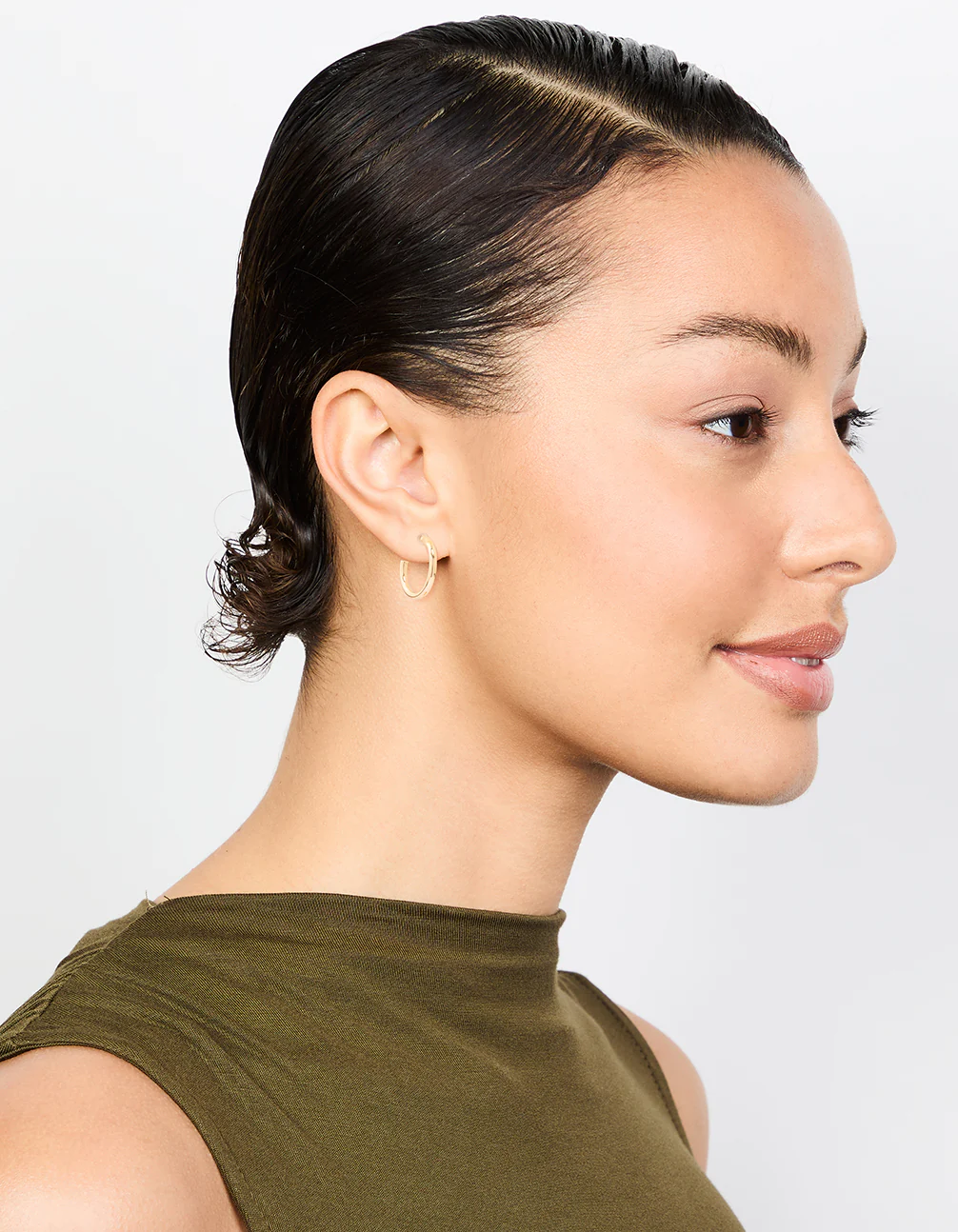 Gold Smooth Large Hoop Earrings - Image 3