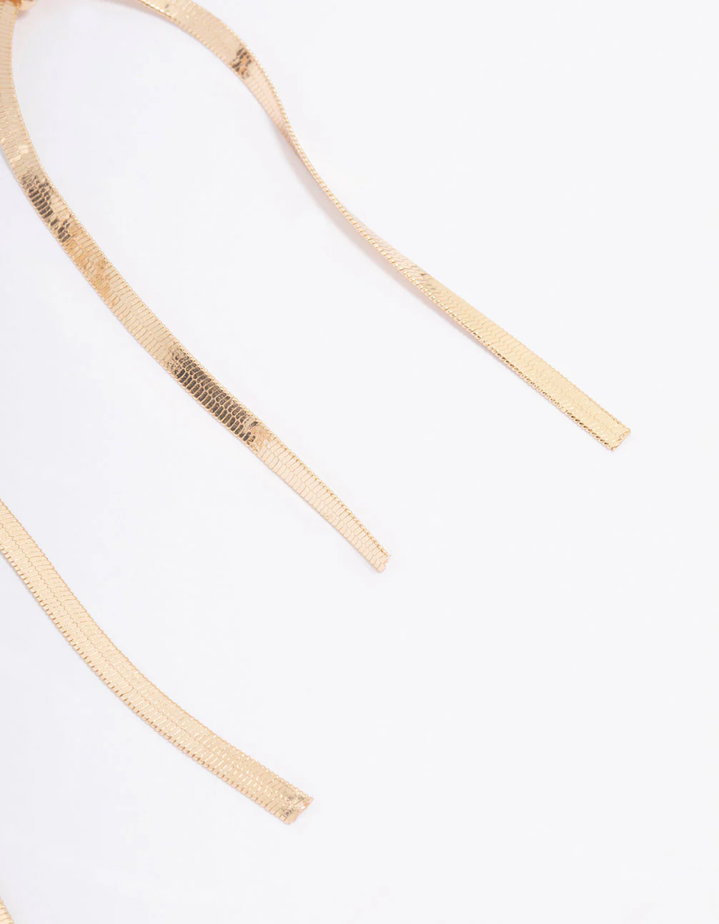 Gold Snake Chain Bow Drop Earrings - Image 3