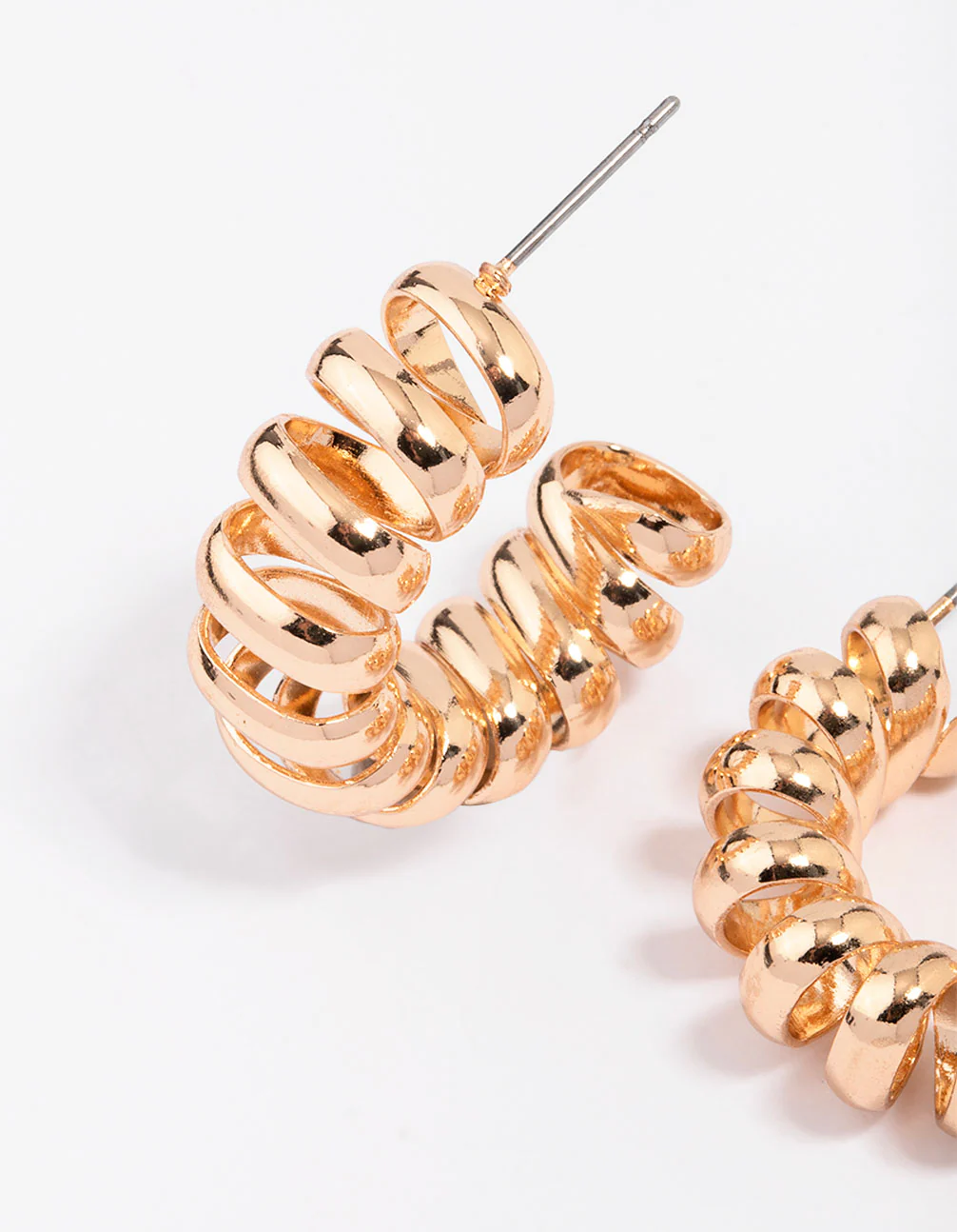 Gold Spiral Small Hoop Earrings - Image 2