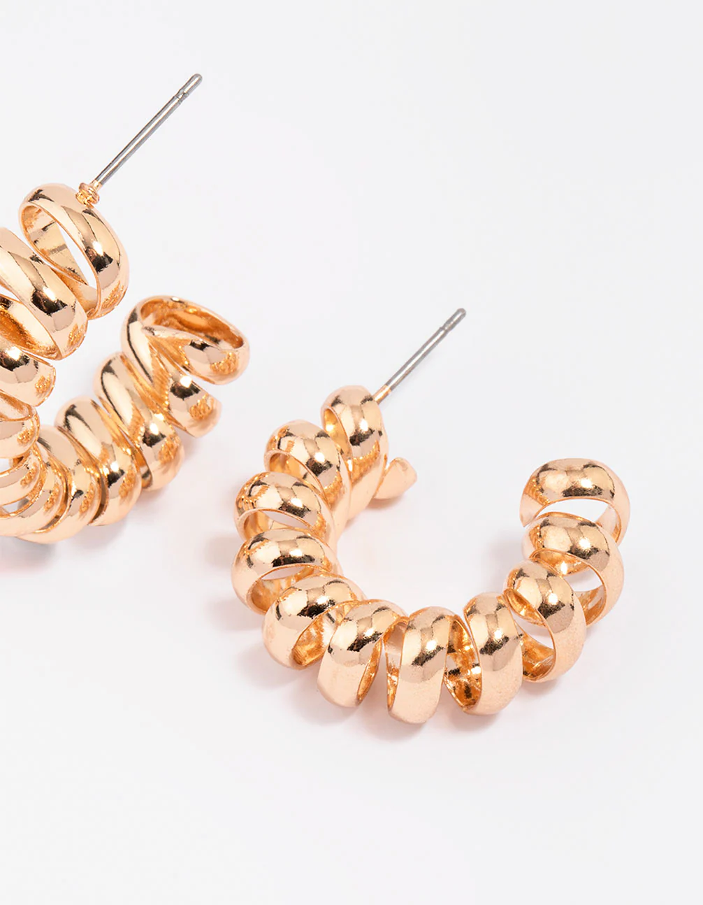 Gold Spiral Small Hoop Earrings - Image 3