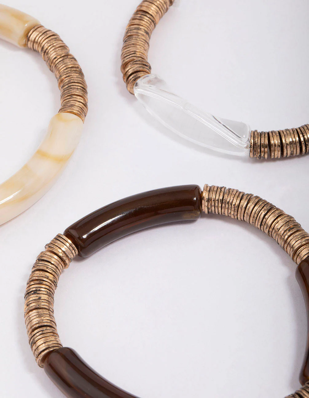 Gold Stacked Disc Stretch Bracelet 3-Pack - Image 2