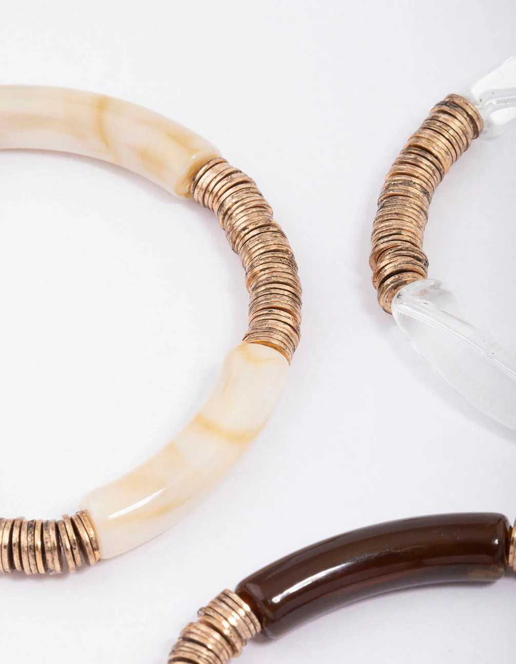 Gold Stacked Disc Stretch Bracelet 3-Pack - Image 3
