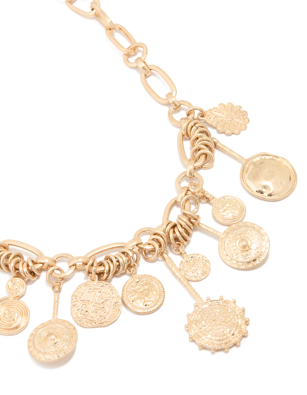 Gold Statement Charm Pendant Necklace