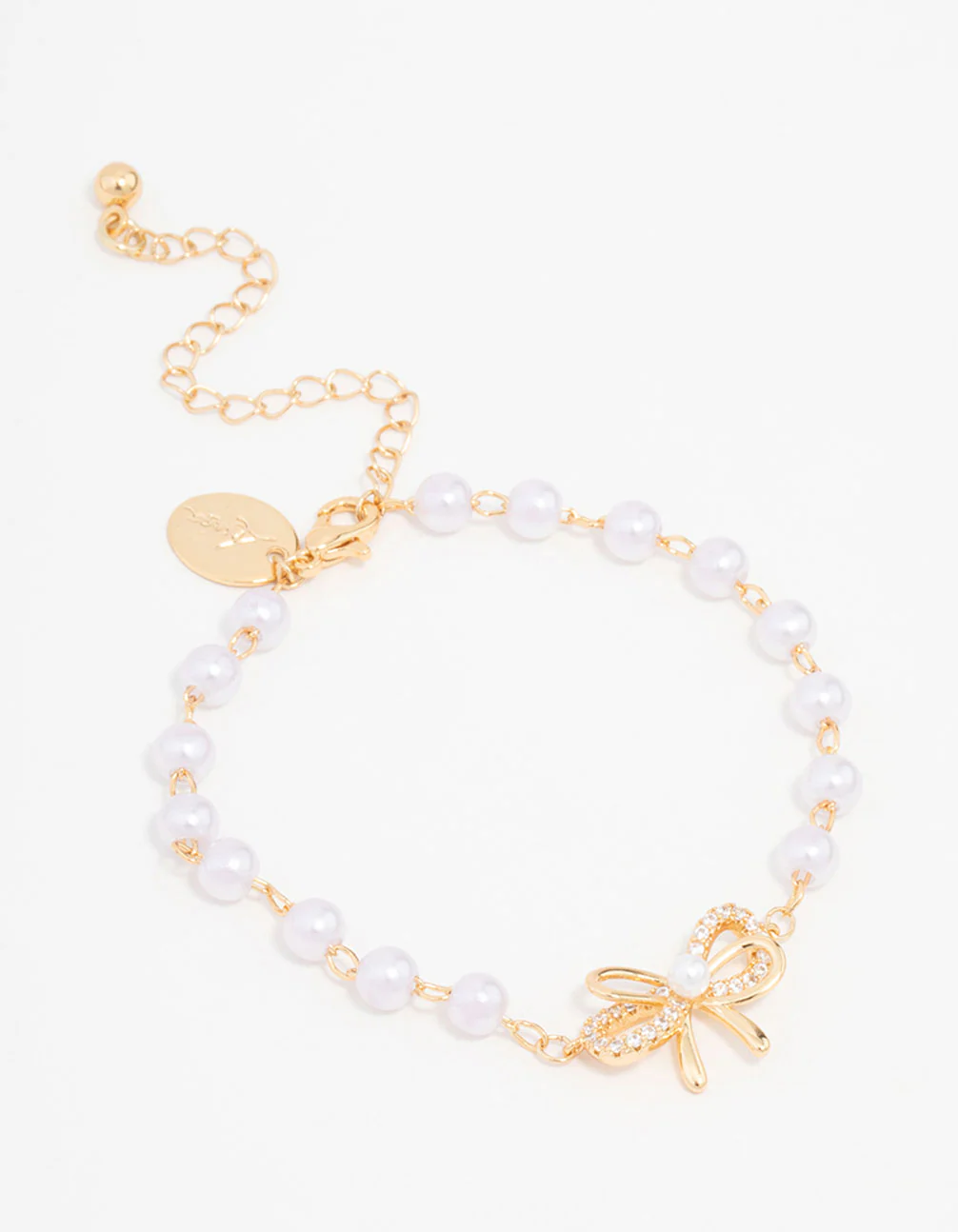 Gold Plated Station Pearl Double Bracelet
