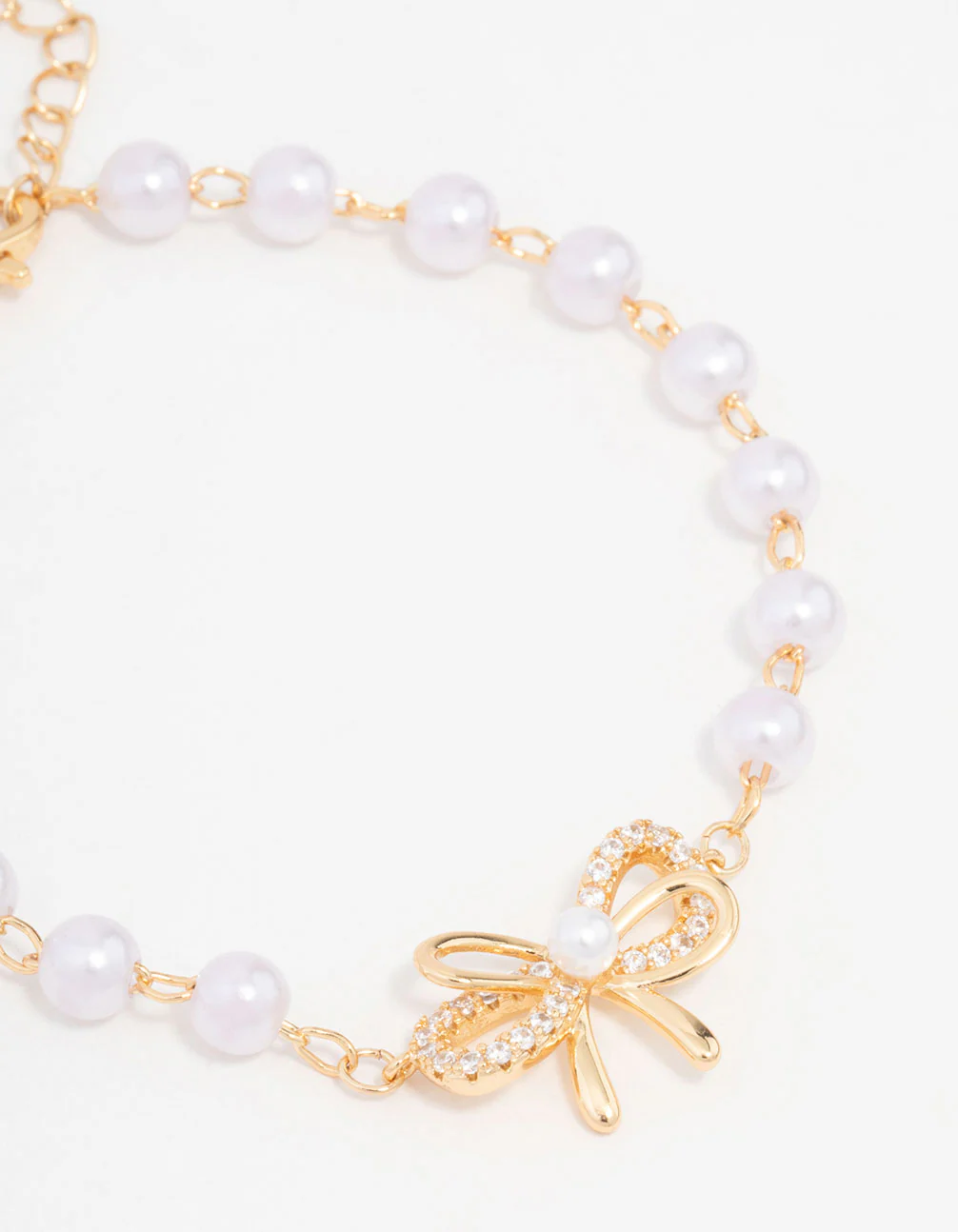 Gold Plated Station Pearl Double Bracelet - Image 2